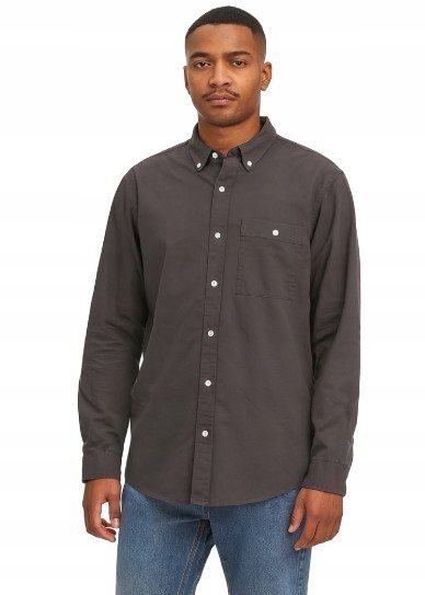 Garment Project Czarna Bawełniana Koszula Casual Z Kołnierzykiem S K1A