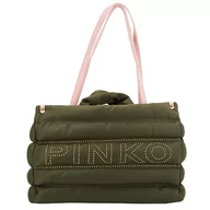 Torebki damskie - Pinko Shopper Nylon Recykling + MICR, Torba damska, V62Q_Zielony Jabłko Antique Gold, V62q_zielony Świerk antyczny Złoto - miniaturka - grafika 1