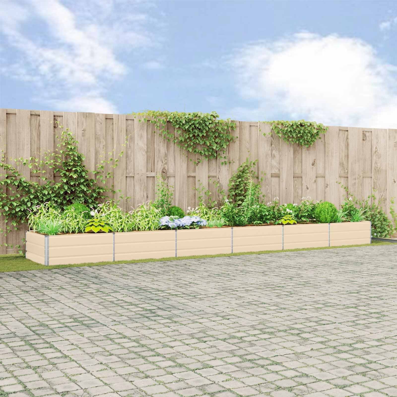 vidaXL Donica Kość słoniowa 195 x 100 x 45 cm Stal Galwanizowana