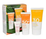 Zestawy kosmetyków damskich - Clarins, Zestaw Dry Touch Cream Spf 50+ 30ml, Sun Cream Spf 30 75 ml, Exfoliating Body Scrub 8 ml - miniaturka - grafika 1