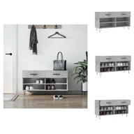 Szafki na buty - vidaXL Ławka na buty betonowa szara 102x35x55 cm materiał drewnopochodny - Stojaki i szafki na buty - miniaturka - grafika 1