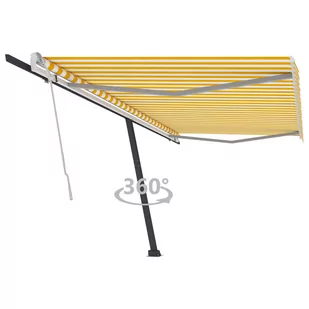 VidaXL Lumarko Wolnostojąca, ręcznie zwijana markiza, 500x350 cm, żółto-biała  3069858 VidaXL - Markizy - miniaturka - grafika 1
