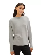 Swetry damskie - TOM TAILOR Denim Sweter damski, 32510 - Basic Light Grey Melange, L - miniaturka - grafika 1