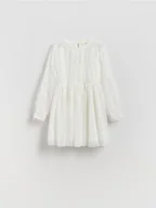 Sukienki i spódniczki dla dziewczynek - Reserved - Sukienka z piórami - złamana biel - miniaturka - grafika 1