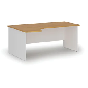 Biurko narożne PRIMO WHITE, 1800 x 1200 mm, lewe, biały/buk - Biurka - miniaturka - grafika 1
