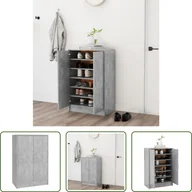 Szafki na buty - The Living Store Szafka na buty betonowa szara 60x35x92 cm materiał drewnopochodny - miniaturka - grafika 1