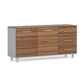 Szafki biurowe - Szafka dostawna do biurka PRIMO prawa, szary / orzech - miniaturka - grafika 1