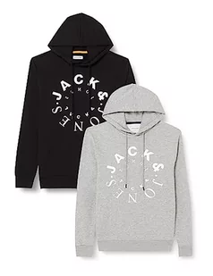 JACK & JONES Męska bluza z kapturem, Czarny/opakowanie: czarny + LG (duży), XXL - Bluzy męskie - miniaturka - grafika 1