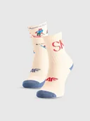 Skarpetki dla dzieci - Chłopięce skarpetki wysokie (2-pack) 4F 4FJRAW25USOCM601 - multikolor - 4F JUNIOR - miniaturka - grafika 1