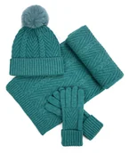 Czapki damskie - Komplet Zimowy Damski Młodzieżowy Czapka Szalik Rękawiczki Ciepły Zestaw - miniaturka - grafika 1