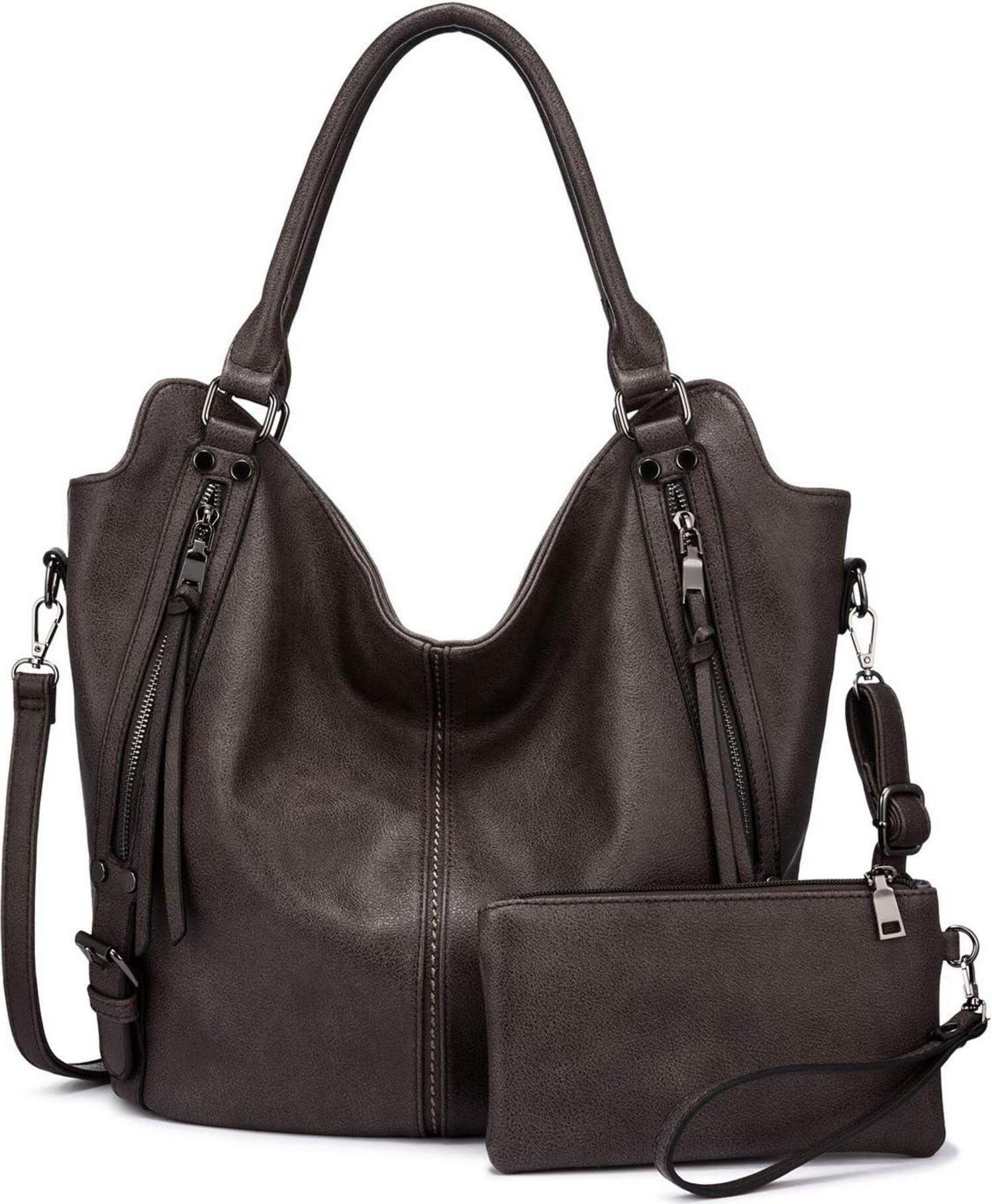 Torebka damska Zestaw Shopper Torba na ramię Hobo 2szt Brązowy Szary