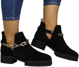 Trzewiki Eleganckie Karino 4227-003P Czarny Skóra Naturalna_TN - KARINO - Botki damskie - miniaturka - grafika 1