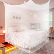 Pościel dla dzieci - Moskitiera na Łóżko 180x190x200CM Biała Elegancki Baldachim Bez Drzwi - miniaturka - grafika 1