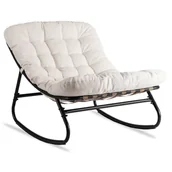 Fotele - Fotel Bujany Wypoczynkowy Bujak Kubełkowy Do Salonu Sypialni Beżowy AURORA - miniaturka - grafika 1