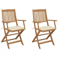 Fotele i krzesła ogrodowe - Składane krzesła ogrodowe z poduszkami, 2 szt., drewno akacjowe - miniaturka - grafika 1