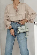 Bluzki damskie - Beżowa bluzka VIKI - miniaturka - grafika 1