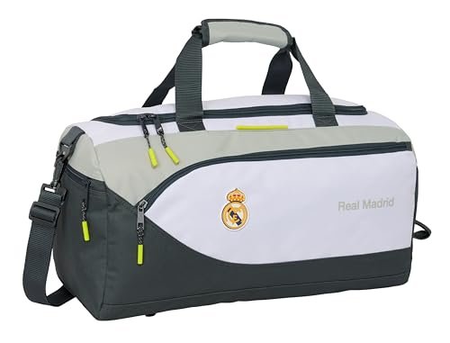 Safta REAL MADRID WYPOSAŻENIE 25/26 - Torba sportowa, plecak, idealna dla dzieci w różnym wieku, wygodna i wszechstronna, jakość i wytrzymałość, 50 x 25 x 25 cm, biała, M, Casual