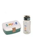 Bidony dla dzieci - Zestaw na lunch Lunchbox + Tritanowa butelka - bidon Little Gang Smile milky/ocean green - miniaturka - grafika 1