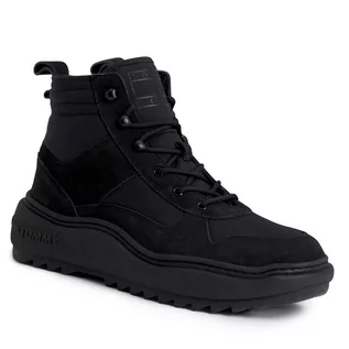 Botki męskie - Trzewiki Tommy Jeans Tjm Mix Material Boot EM0EM01245 Black BDS - grafika 1