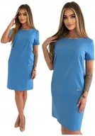 Sukienki - KLASYCZNA BŁĘKITNA SUKIENKA Z LNU ROZMIAR 40 POLSKI PRODUCENT - miniaturka - grafika 1