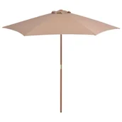Parasole ogrodowe - vidaXL Parasol ogrodowy na drewnianym słupku, 270 cm, taupe - miniaturka - grafika 1