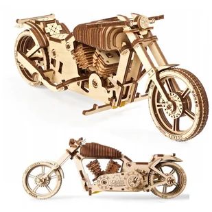 UGEARS ugears motocykl modelu zestaw montażowy  drewno "zrób to sam" techniczne projektu budowy modelu  Bike VM-02 z gumką  dla miłośników i rowerzystów  sklejka modelu pojazdu, z szerokim tylnego koła  pomy - Modele do sklejania - miniaturka - grafika 7