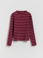 Bluzki dla dziewczynek - Reserved - Koszulka w paski - fioletowy - miniaturka - grafika 1