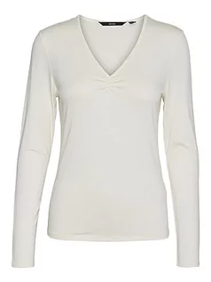 Bluzki damskie - VERO MODA Bluzka damska VMALBERTE LS dekolt w serek Top JRS NOOS, Snow White, XL - grafika 1