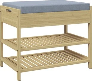 HOMCOM Ławka na buty z 2 półkami, ławka z szufladą, wieszak na buty, wieszak na 4 pary butów, do przedpokoju, korytarza, bambus, naturalny, 55 x 35 x 46 cm - Szafki na buty - miniaturka - grafika 1