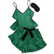 Piżamy damskie - damska PIŻAMA satynowa dwuczęściowa KOMPLET top i spodenki lato ROZMIAR XL - miniaturka - grafika 1