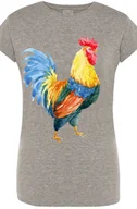 Koszulki i topy damskie - Damski T-Shirt Kolorowy Kogut Modny Rozm.M - miniaturka - grafika 1