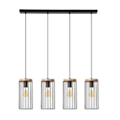 Lampy sufitowe - Britop Industrialna LAMPA wisząca TIMEO 19619404 metalowa OPRAWA zwis druciaki drewno czarny - miniaturka - grafika 1
