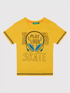Koszulki dla chłopców - Benetton United Colors Of T-Shirt 3096C1568 Żółty Regular Fit - grafika 1