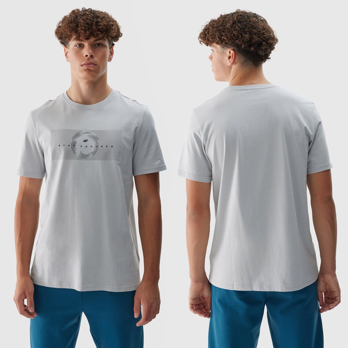 Koszulka Męska 4F T-shirt Szary z nadrukiem 4FWAW24TTSHM1589 XXL Szary