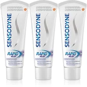 Pasty do zębów - Sensodyne Rapid pasta do zębów z fluorem dla wrażliwych zębów 3x75 ml - miniaturka - grafika 1