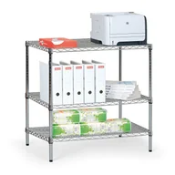 Szafy i regały magazynowe - B2B Partner Regał chromowany z półkami z drutu, 900x900x450 mm LD904590A3 - miniaturka - grafika 1