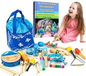 Zabawki interaktywne dla dzieci - Zestaw Instrumentów Muzycznych Dzieci Drewniane Instrumenty Bębenek Flet - miniaturka - grafika 1