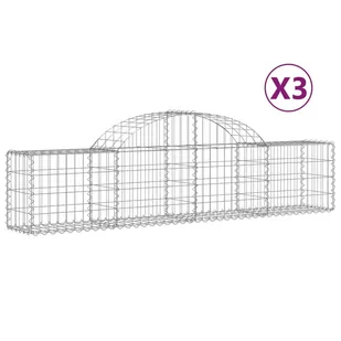 vidaXL Kosze gabionowe, 3 szt, 200x30x40/60 cm, galwanizowane żelazo - Ogrodzenia - miniaturka - grafika 3