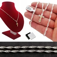 Biżuteria dla dzieci - SREBRNY ŁAŃCUSZEK SINGAPUR+KRZYŻYK 45CM SREBRO 925 - miniaturka - grafika 1