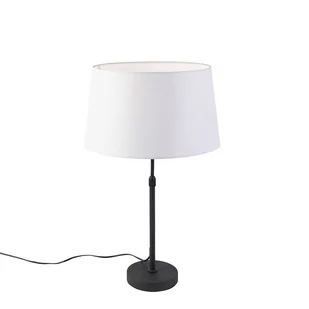 QAZQA Lampa stołowa regulowana czarna klosz lniany biały 35cm - Parte - Lampy stojące - miniaturka - grafika 1
