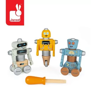 Janod Bricokids roboty do składania ze śrubokrętem J06473 - Zabawki interaktywne dla dzieci - miniaturka - grafika 1