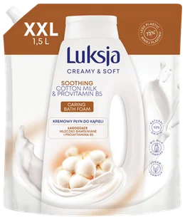Pielęgnujący płyn do kąpieli z mleczkiem bawełnianym Luksja 1500 ml Zapas - Kosmetyki do kąpieli - miniaturka - grafika 1