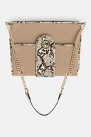 Torebki damskie - Torebka na łańcuszku Nobo z wężowymi lamówkami beżowa - miniaturka - grafika 1