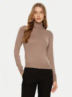 Swetry damskie - ACCESS FASHION Golf 44-8074 Beżowy Slim Fit - miniaturka - grafika 1
