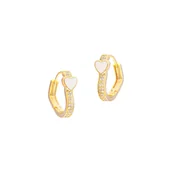 Biżuteria dla dzieci - Pozłacane 925 kolczyki serca z cyrkoniami i białym kamieniem - miniaturka - grafika 1