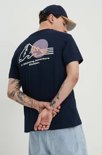 Koszulki męskie - Billabong t-shirt bawełniany BILLABONG X ADVENTURE DIVISION męski kolor granatowy z nadrukiem - grafika 1