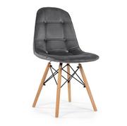 Krzesła - krzesło LYON skandynawskie tapicerowane welurowe szare - miniaturka - grafika 1