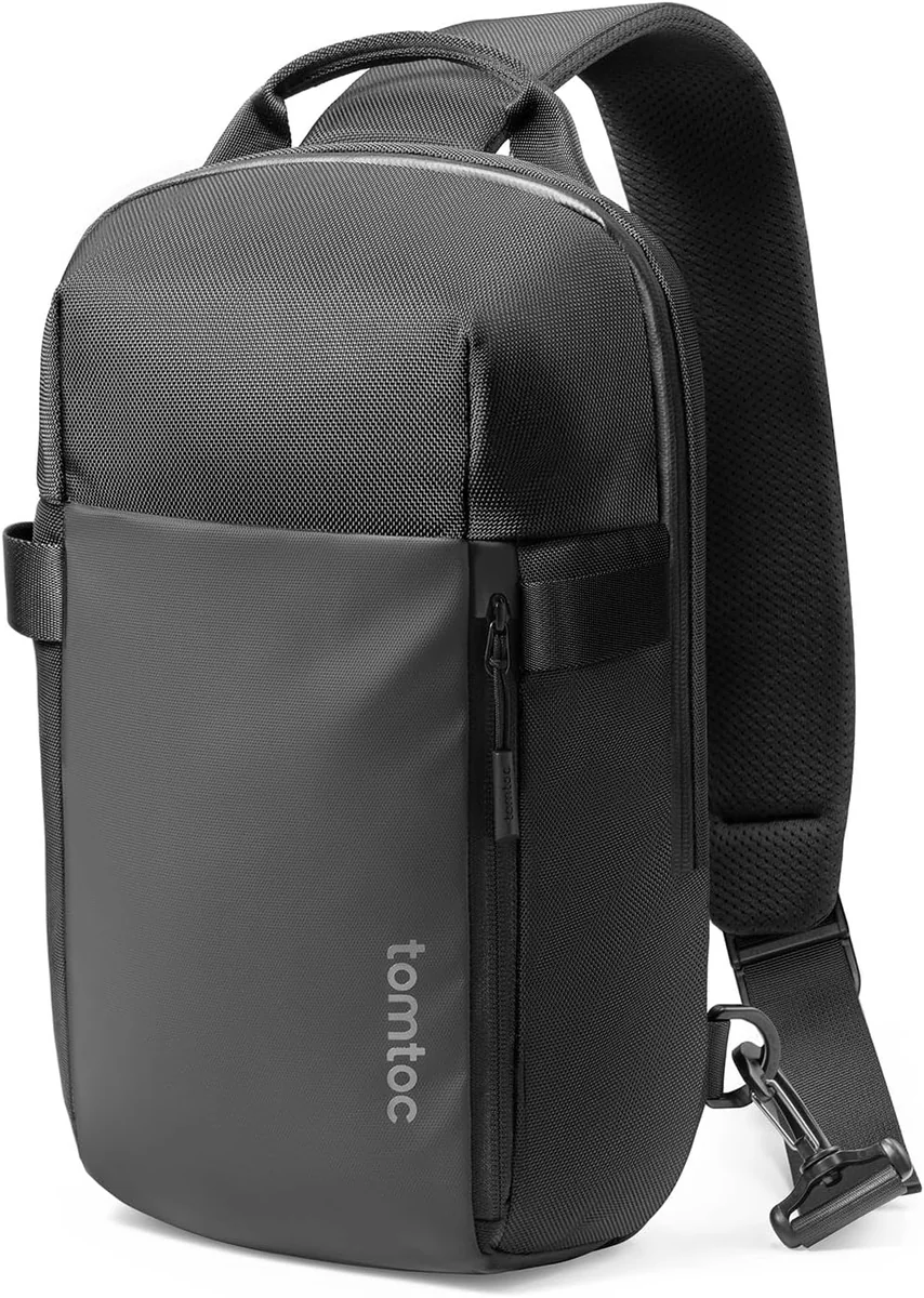 Torba crossbody na laptopa 13-14 cali, czarna, poliester, z paskiem