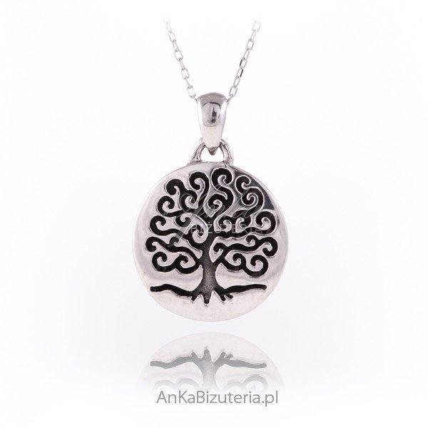 ankabizuteria.pl Srebrna zawieszka okrągła DRZEWKO SZCZĘŚCIA