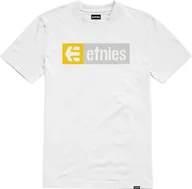 Koszulki męskie - t-shirt męski ETNIES NEW BOX TEE White/Light Grey/Yellow - miniaturka - grafika 1